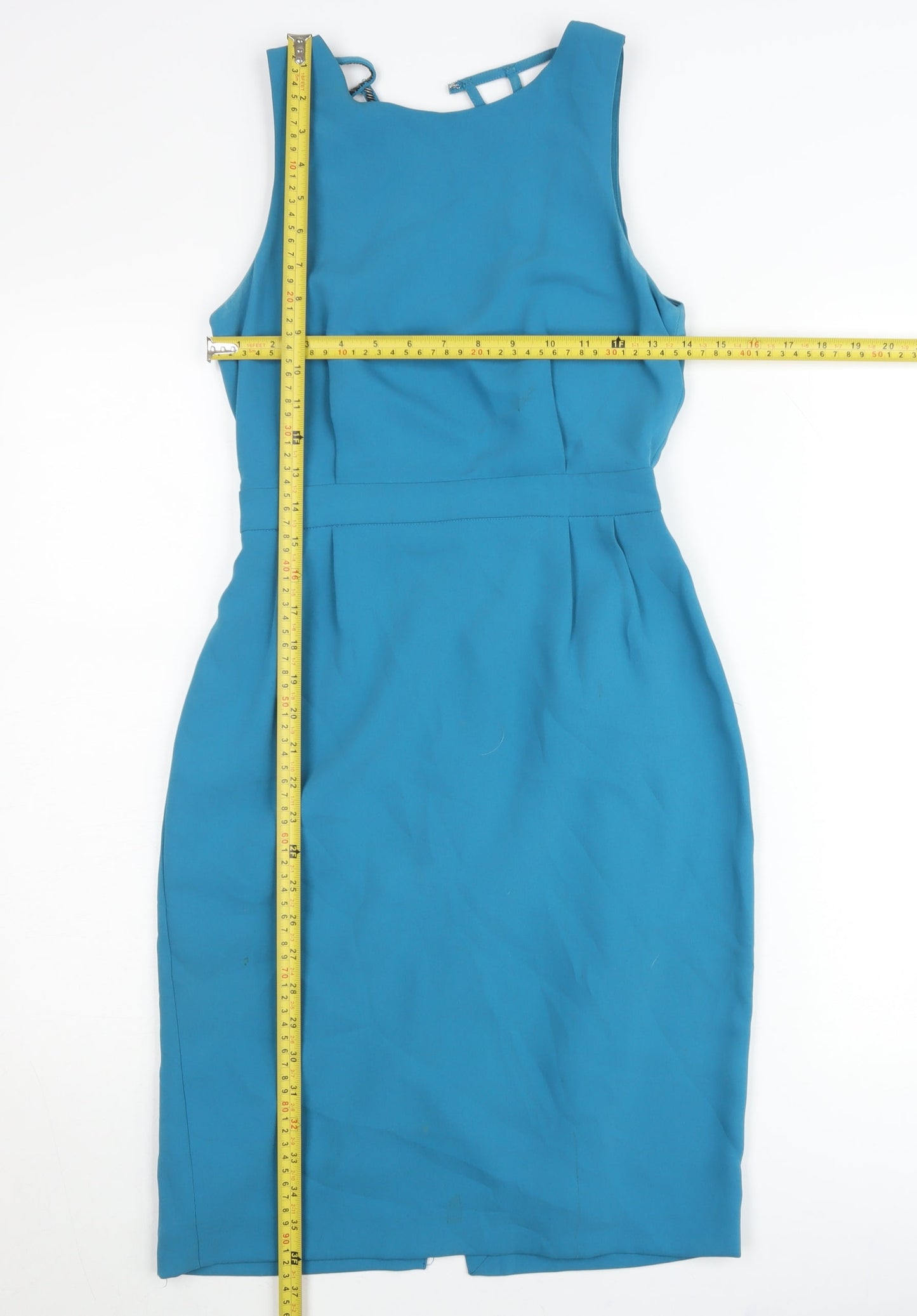 Warehouse Women’s Blue Sheath Dress Size 8 Knee Length Formal
