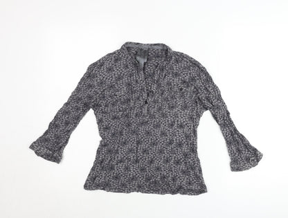 Next Womens Grey Floral Tunic Blouse Size 10 Long Sleeve