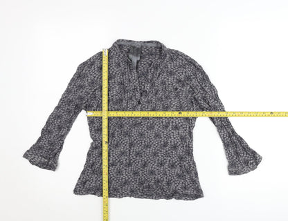 Next Womens Grey Floral Tunic Blouse Size 10 Long Sleeve