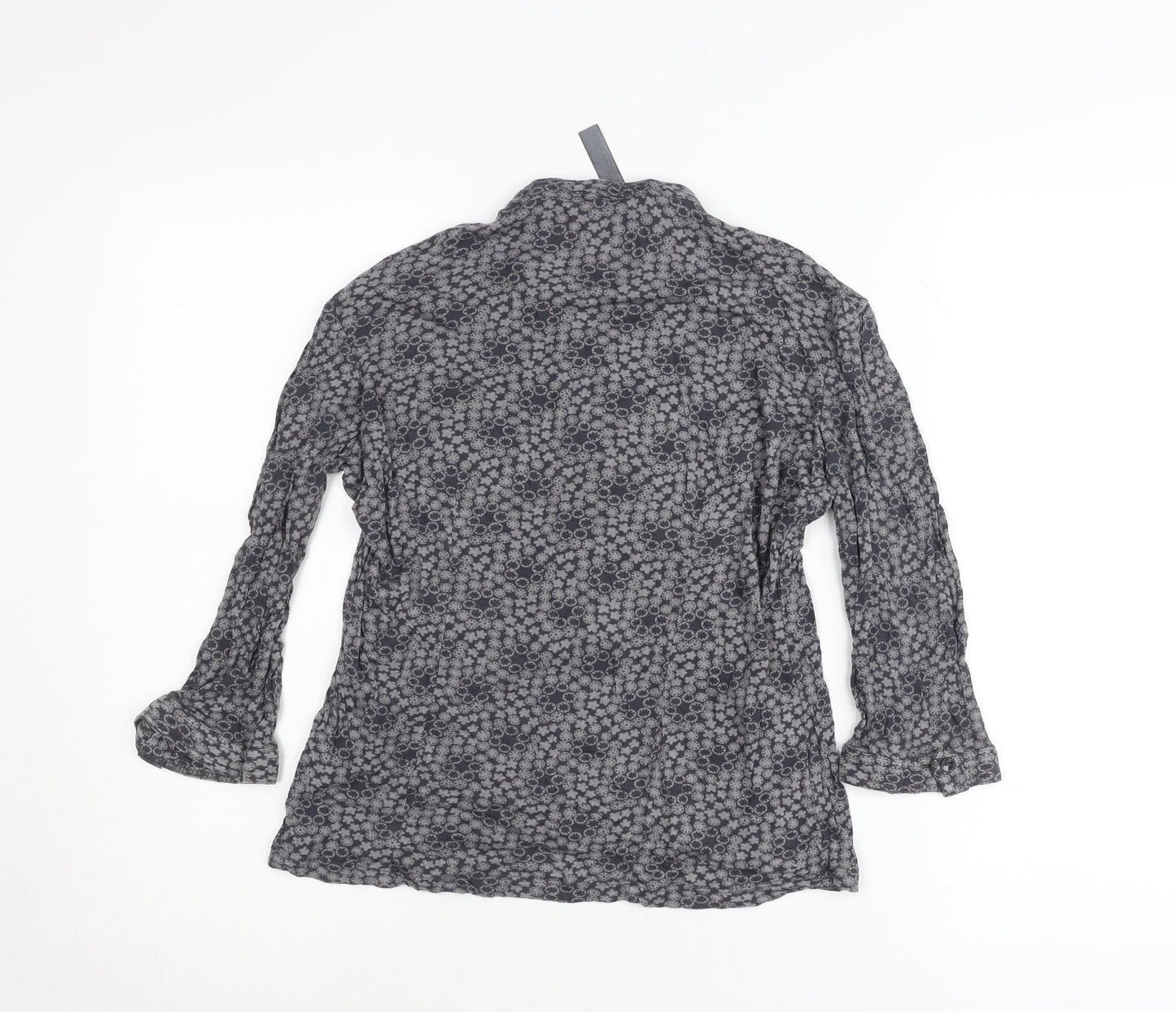 Next Womens Grey Floral Tunic Blouse Size 10 Long Sleeve