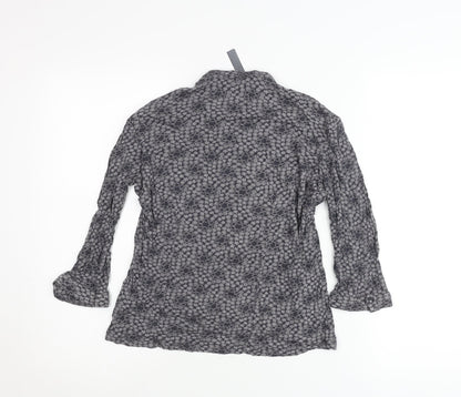 Next Womens Grey Floral Tunic Blouse Size 10 Long Sleeve