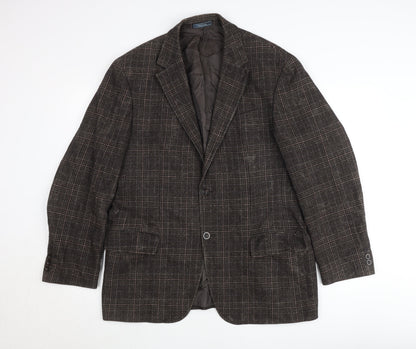 Benvenuto Men's Brown Check Wool Blazer Jacket Size 42 Regular