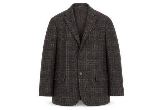 Benvenuto Men's Brown Check Wool Blazer Jacket Size 42 Regular