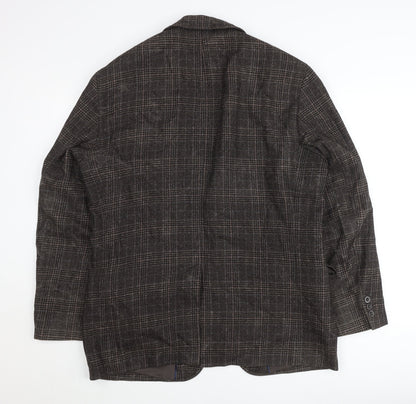 Benvenuto Men's Brown Check Wool Blazer Jacket Size 42 Regular