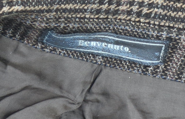 Benvenuto Men's Brown Check Wool Blazer Jacket Size 42 Regular