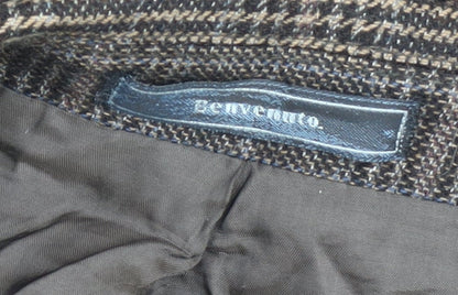 Benvenuto Men's Brown Check Wool Blazer Jacket Size 42 Regular