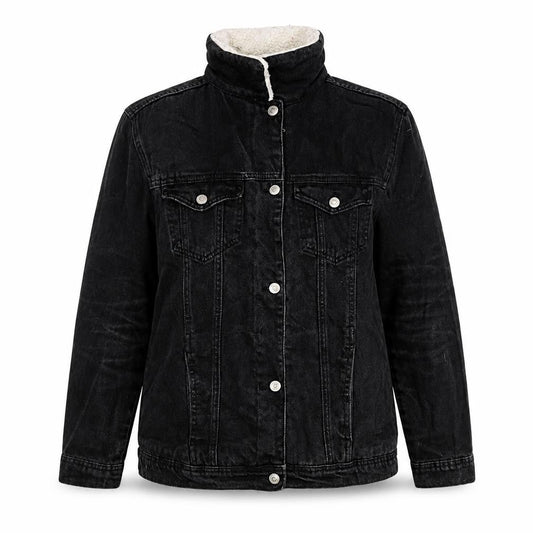 Stradivarius Womens Black Denim Jacket Size 8 Lined Casual