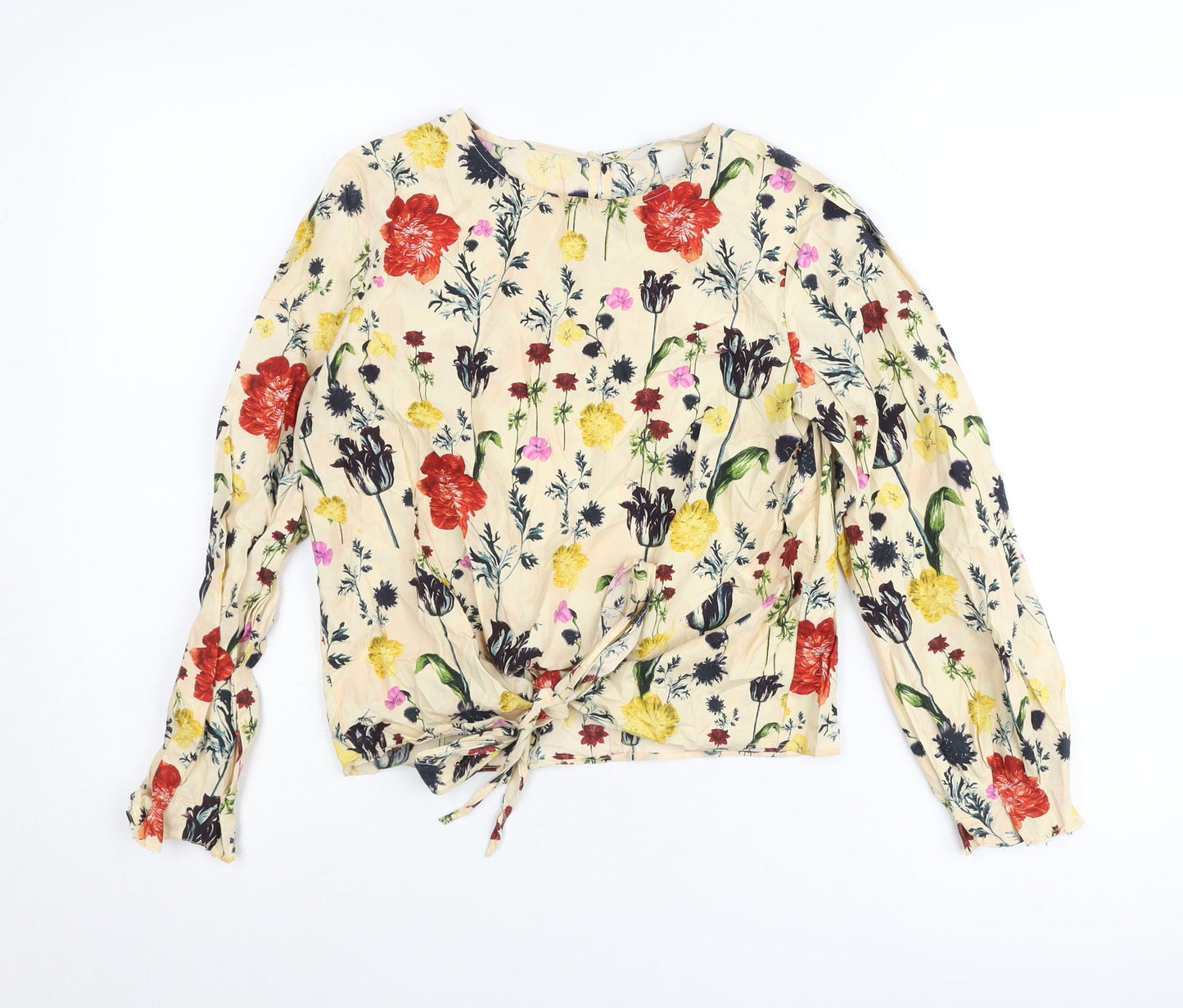 H&M Womens Multicoloured Floral Cotton Wrap Blouse Size 6