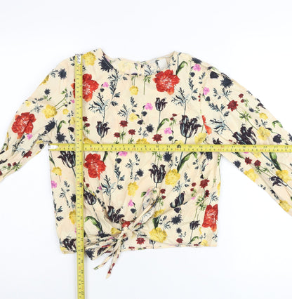 H&M Womens Multicoloured Floral Cotton Wrap Blouse Size 6