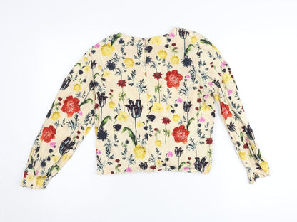 H&M Womens Multicoloured Floral Cotton Wrap Blouse Size 6