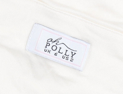Oh Polly Women’s Ivory Ruched Bodycon Dress UK 6 Sleeveless Party