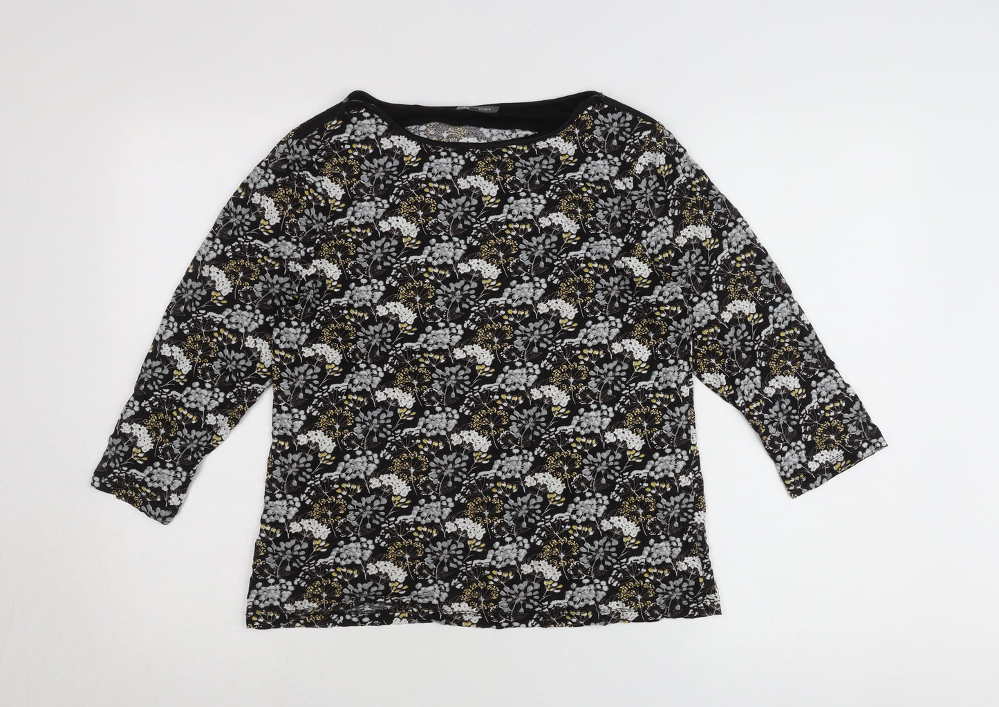 Laura Ashley Womens Black Floral Tunic Blouse UK14 3/4 Sleeve
