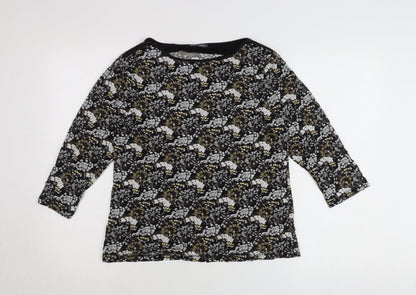 Laura Ashley Womens Black Floral Tunic Blouse UK14 3/4 Sleeve