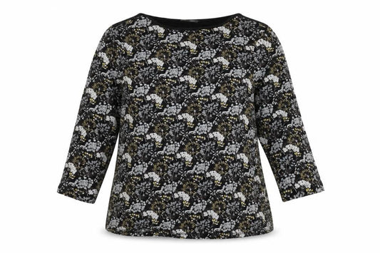 Laura Ashley Womens Black Floral Tunic Blouse UK14 3/4 Sleeve