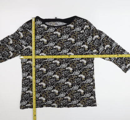 Laura Ashley Womens Black Floral Tunic Blouse UK14 3/4 Sleeve