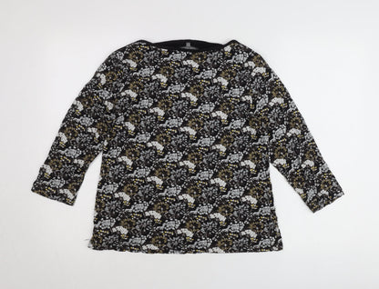 Laura Ashley Womens Black Floral Tunic Blouse UK14 3/4 Sleeve