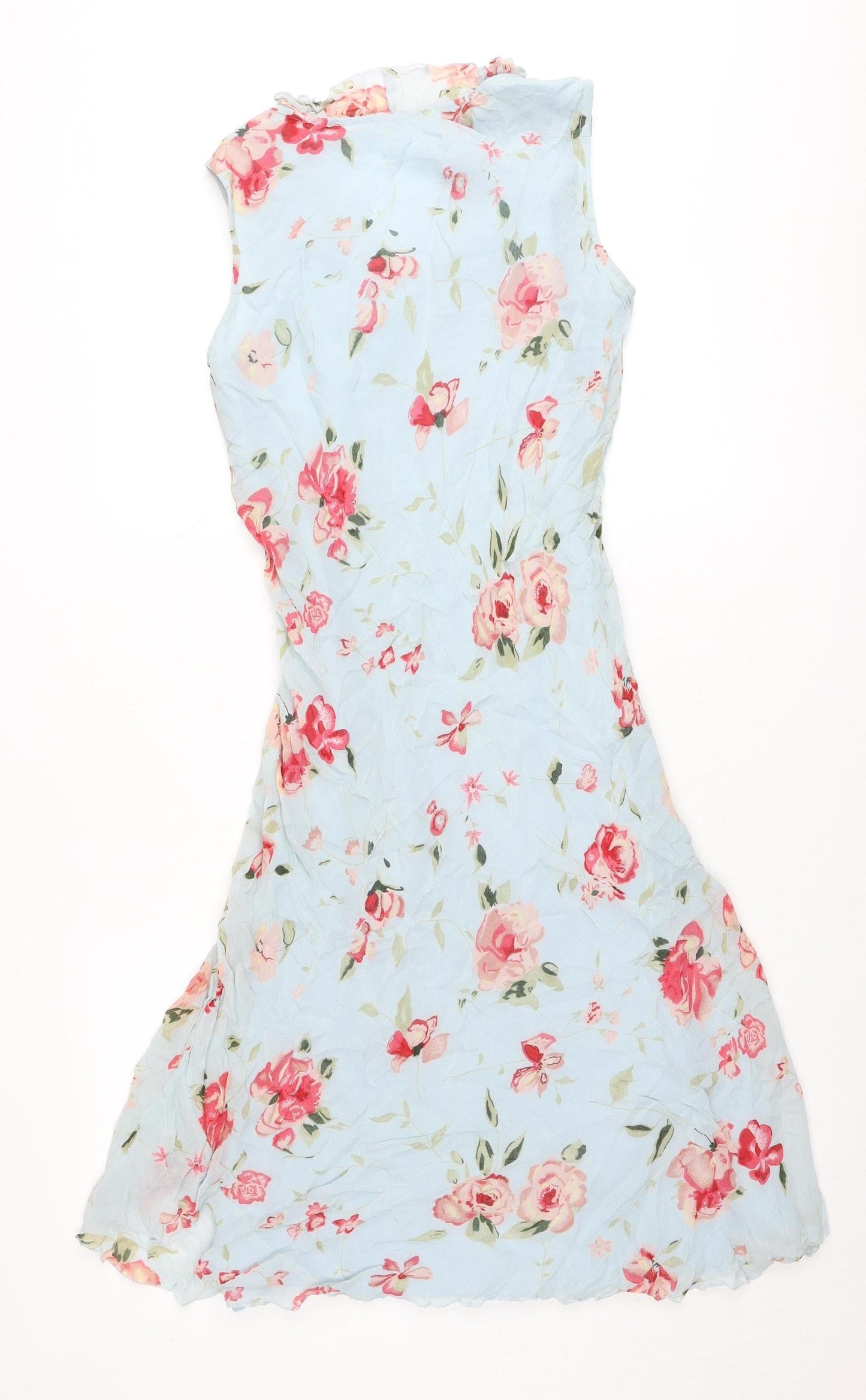 Jeff & Co Women’s Blue Floral Midi A-Line Sleeveless Dress UK 12