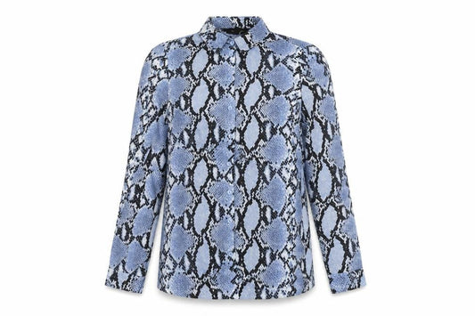 New Look Womens Blue Snake Print Button-Up Shirt UK 10 Polyester
