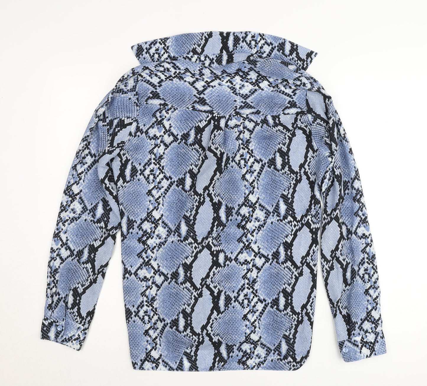 New Look Womens Blue Snake Print Button-Up Shirt UK 10 Polyester