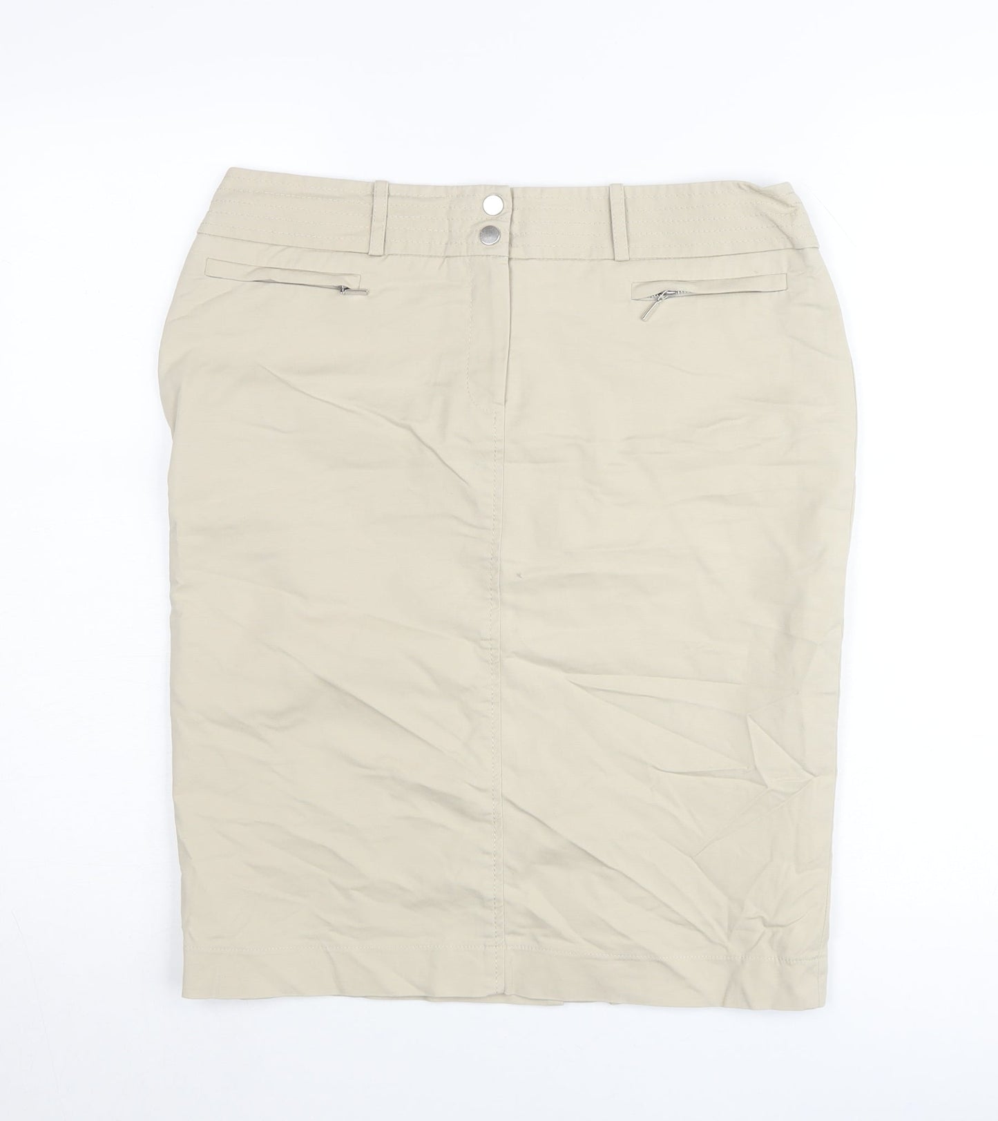 Planet Women’s Beige Pencil Skirt Size 10 Cotton Stretch Workwear