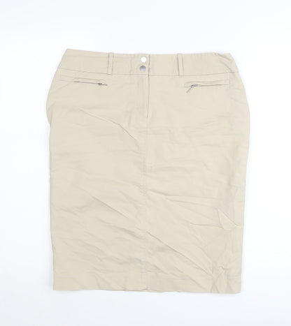 Planet Women’s Beige Pencil Skirt Size 10 Cotton Stretch Workwear