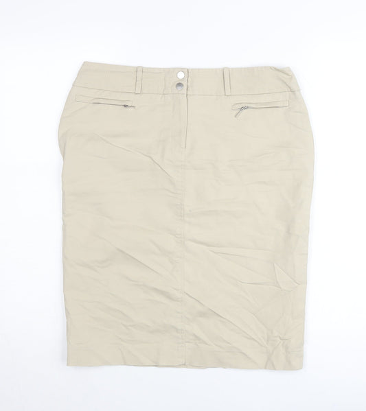 Planet Women’s Beige Pencil Skirt Size 10 Cotton Stretch Workwear