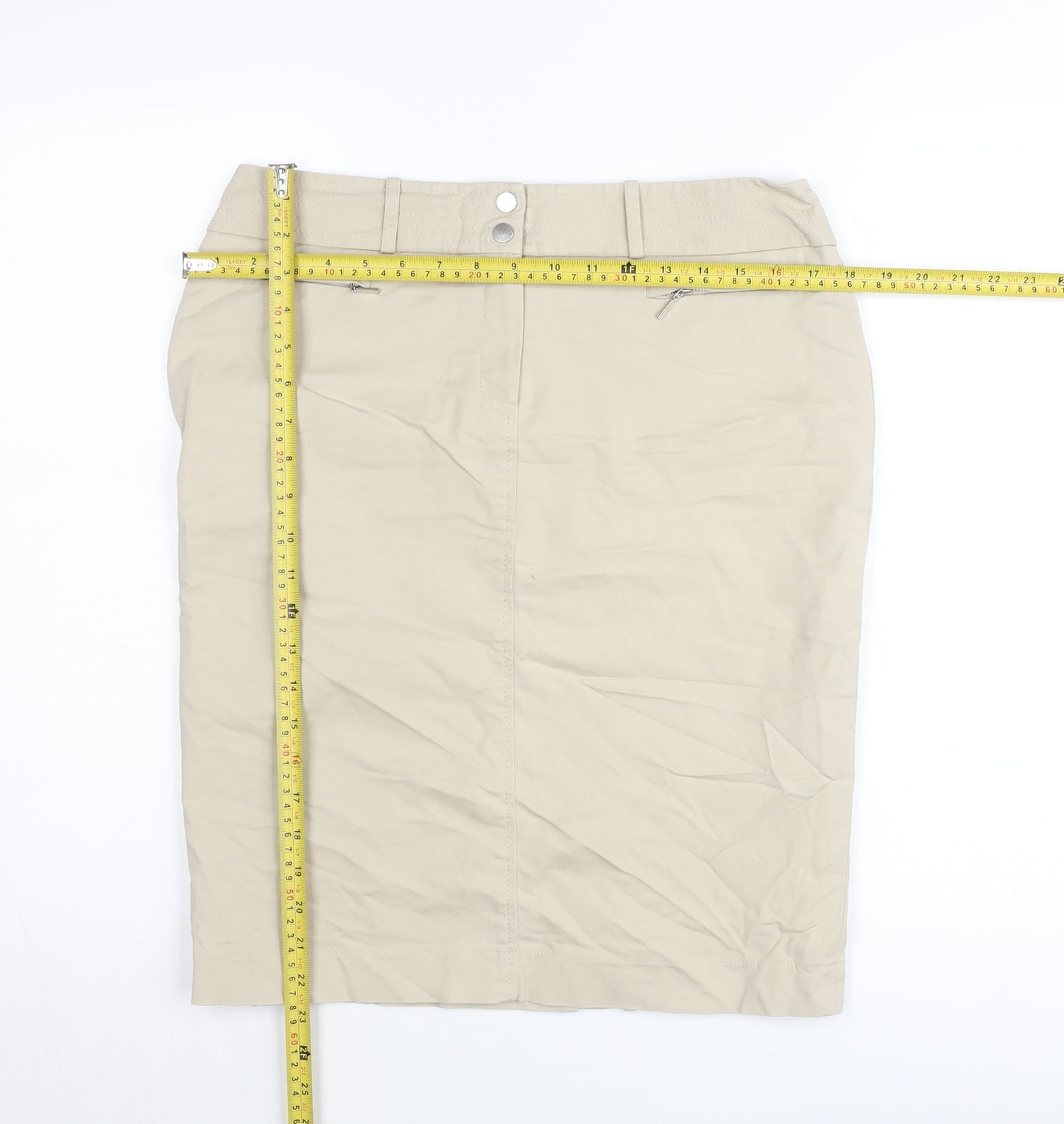 Planet Women’s Beige Pencil Skirt Size 10 Cotton Stretch Workwear
