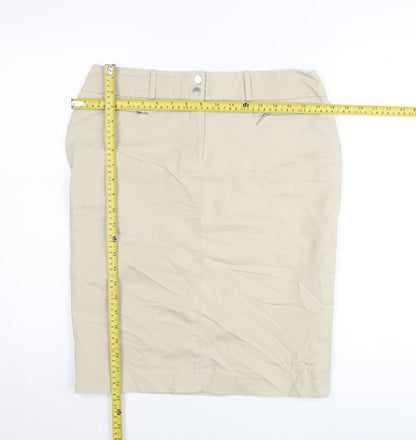 Planet Women’s Beige Pencil Skirt Size 10 Cotton Stretch Workwear