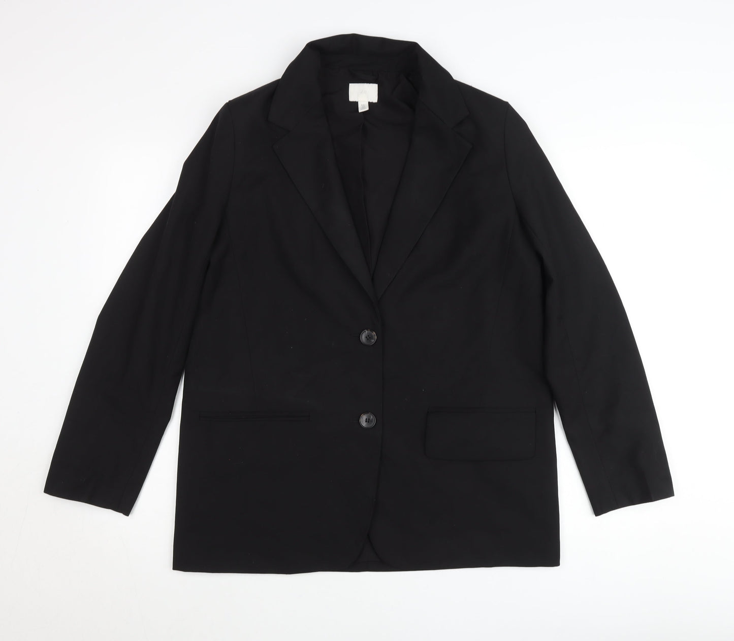 H&M Womens Black Blazer Size 8 Regular Fit Two-Button Jacket