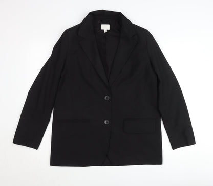 H&M Womens Black Blazer Size 8 Regular Fit Two-Button Jacket