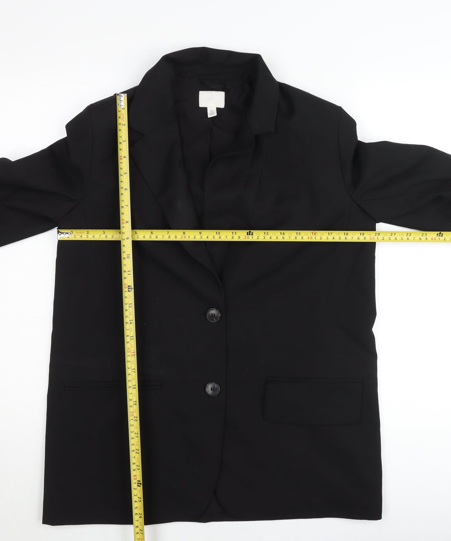 H&M Womens Black Blazer Size 8 Regular Fit Two-Button Jacket