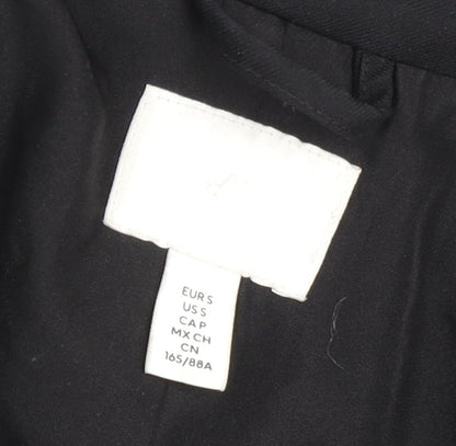 H&M Womens Black Blazer Size 8 Regular Fit Two-Button Jacket