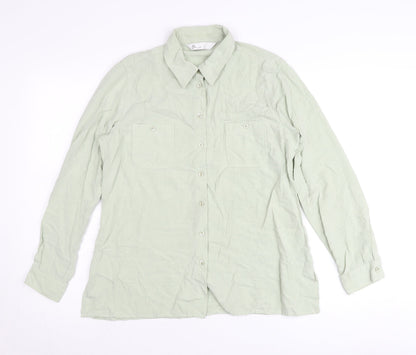 BHS Womens Green Size 14 Button-Up Long Sleeve Shirt Blouse