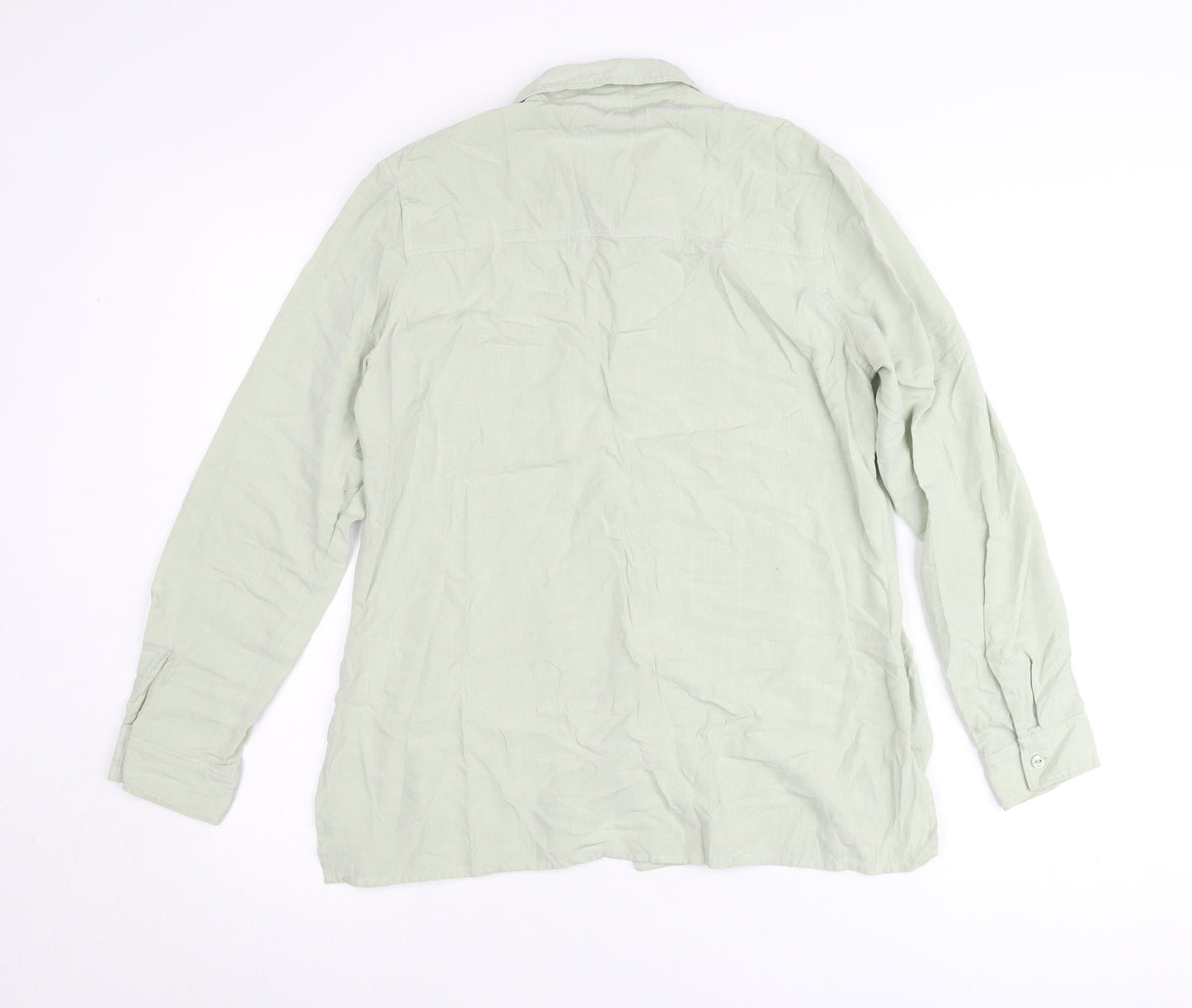 BHS Womens Green Size 14 Button-Up Long Sleeve Shirt Blouse