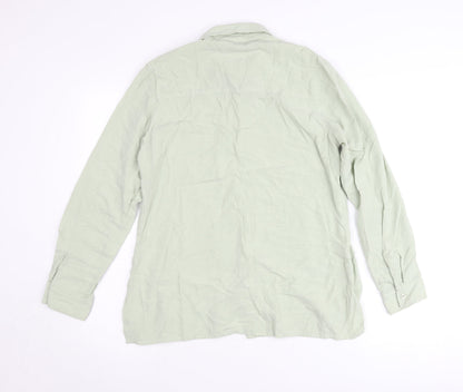 BHS Womens Green Size 14 Button-Up Long Sleeve Shirt Blouse