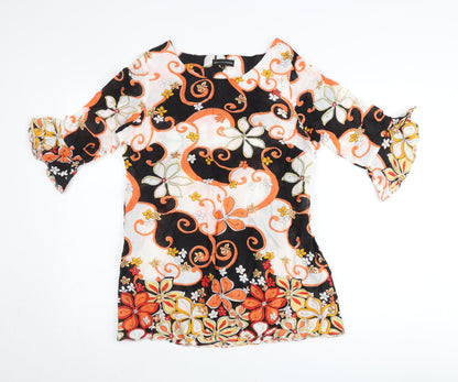 Bella Moda Womens Multicoloured Floral Cotton Tunic Blouse Size 14