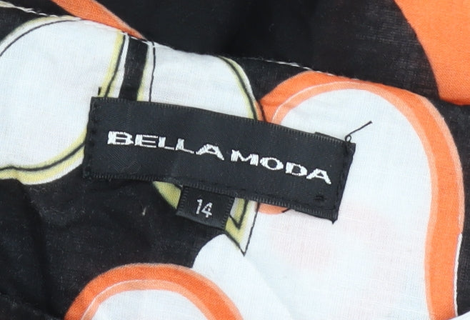 Bella Moda Womens Multicoloured Floral Cotton Tunic Blouse Size 14