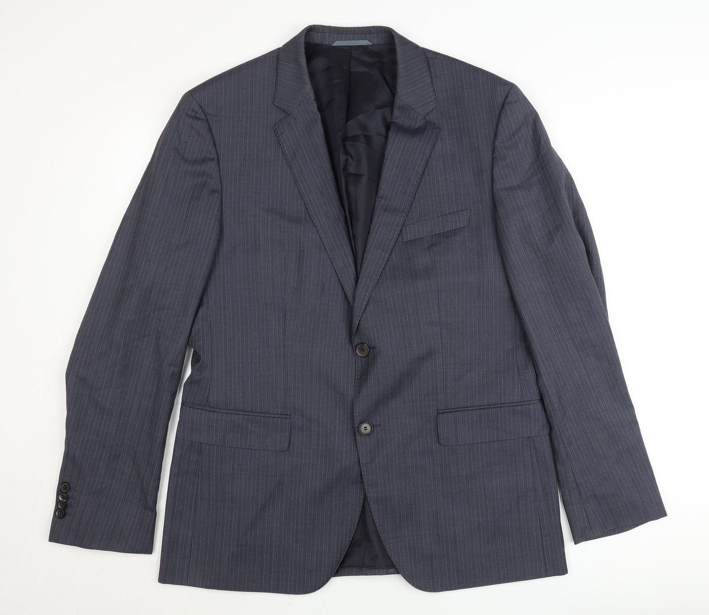 Tesse Men’s Blue Pinstripe Wool Blazer 42R Classic Formal Jacket