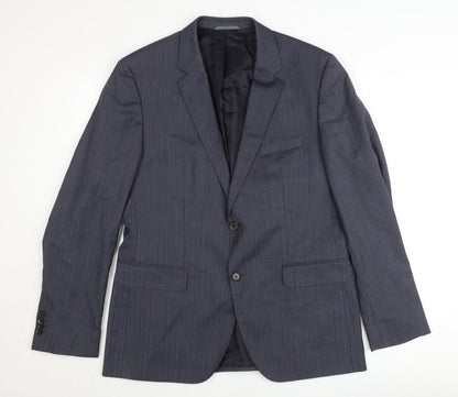 Tesse Men’s Blue Pinstripe Wool Blazer 42R Classic Formal Jacket