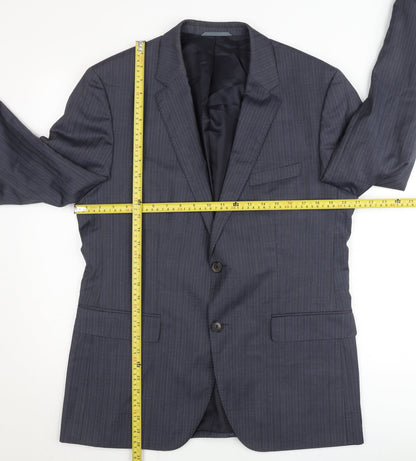 Tesse Men’s Blue Pinstripe Wool Blazer 42R Classic Formal Jacket
