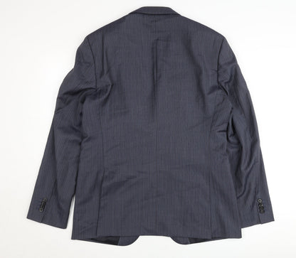 Tesse Men’s Blue Pinstripe Wool Blazer 42R Classic Formal Jacket