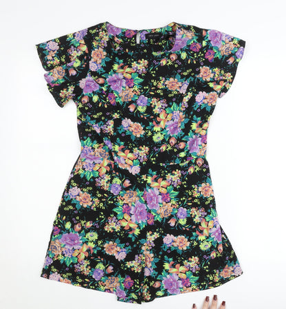 New Look Women’s Multicoloured Floral Short Sleeve Playsuit Size 10