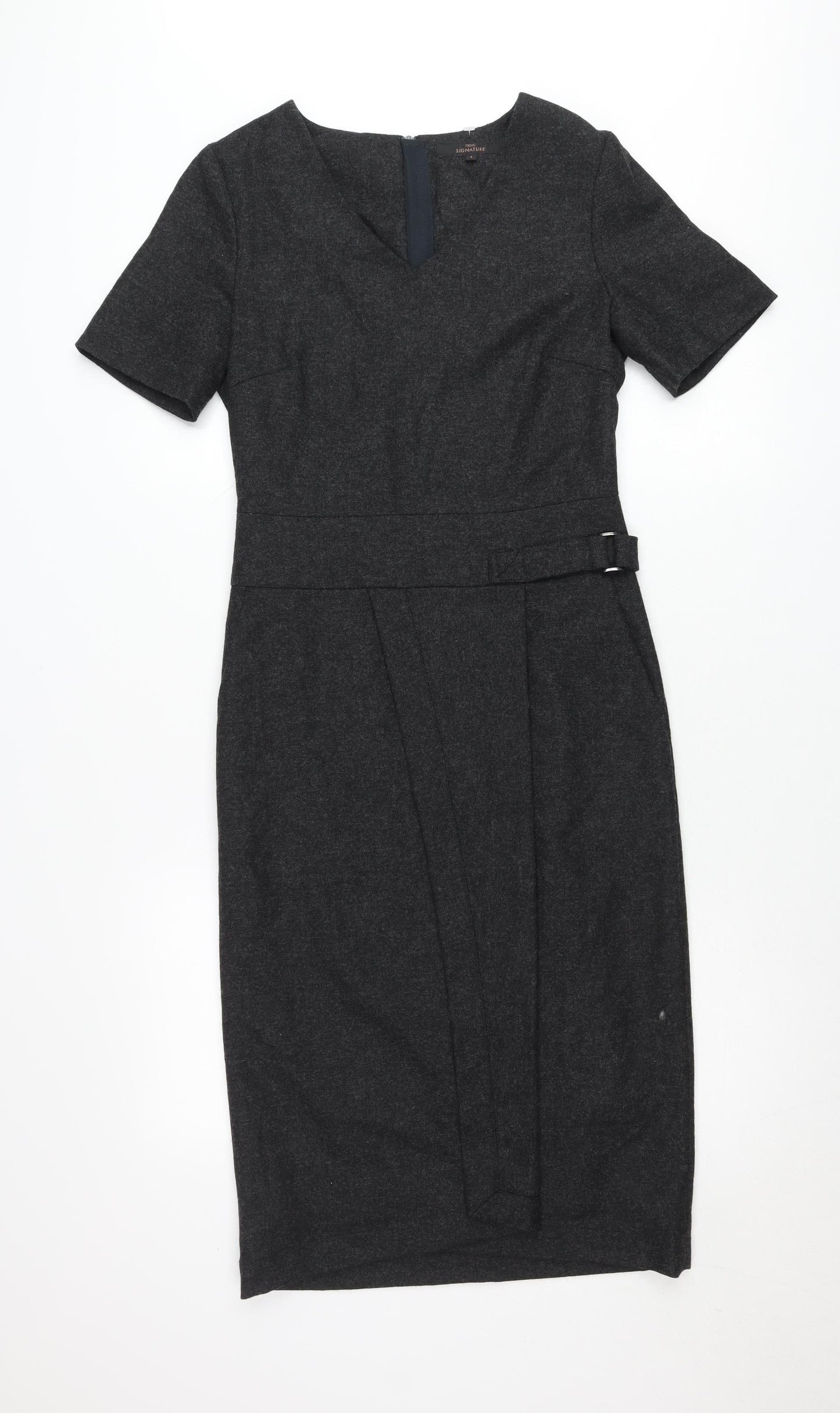Next Signature Women’s Grey Sheath Dress Size 6 Wool Blend Workwear
