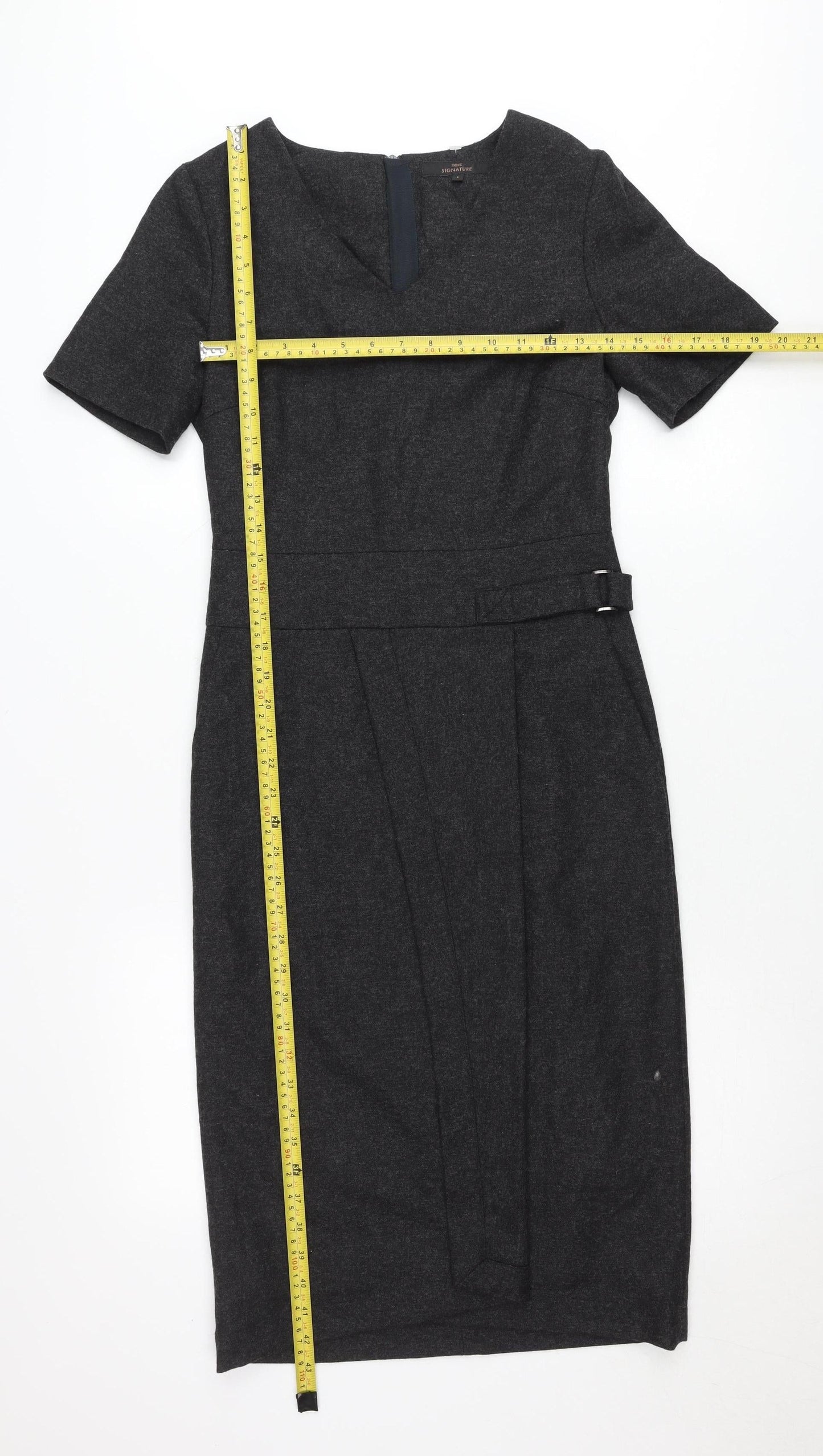 Next Signature Women’s Grey Sheath Dress Size 6 Wool Blend Workwear