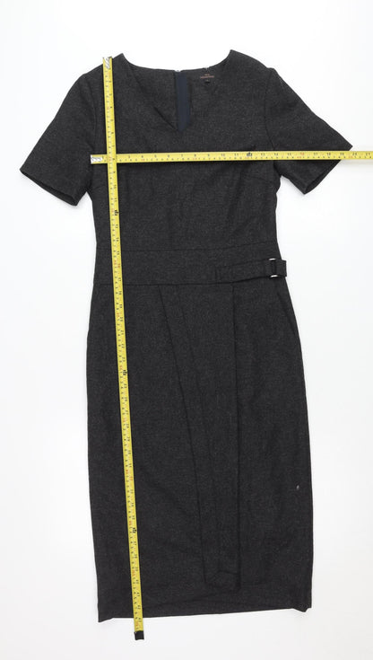 Next Signature Women’s Grey Sheath Dress Size 6 Wool Blend Workwear