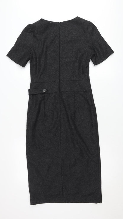 Next Signature Women’s Grey Sheath Dress Size 6 Wool Blend Workwear