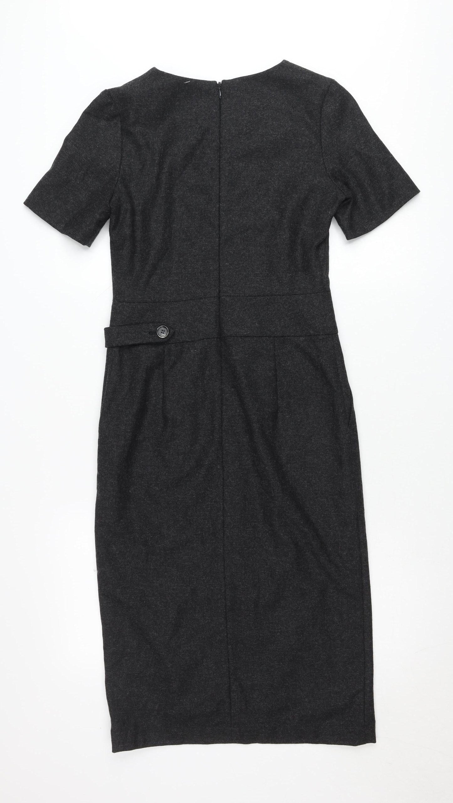 Next Signature Women’s Grey Sheath Dress Size 6 Wool Blend Workwear