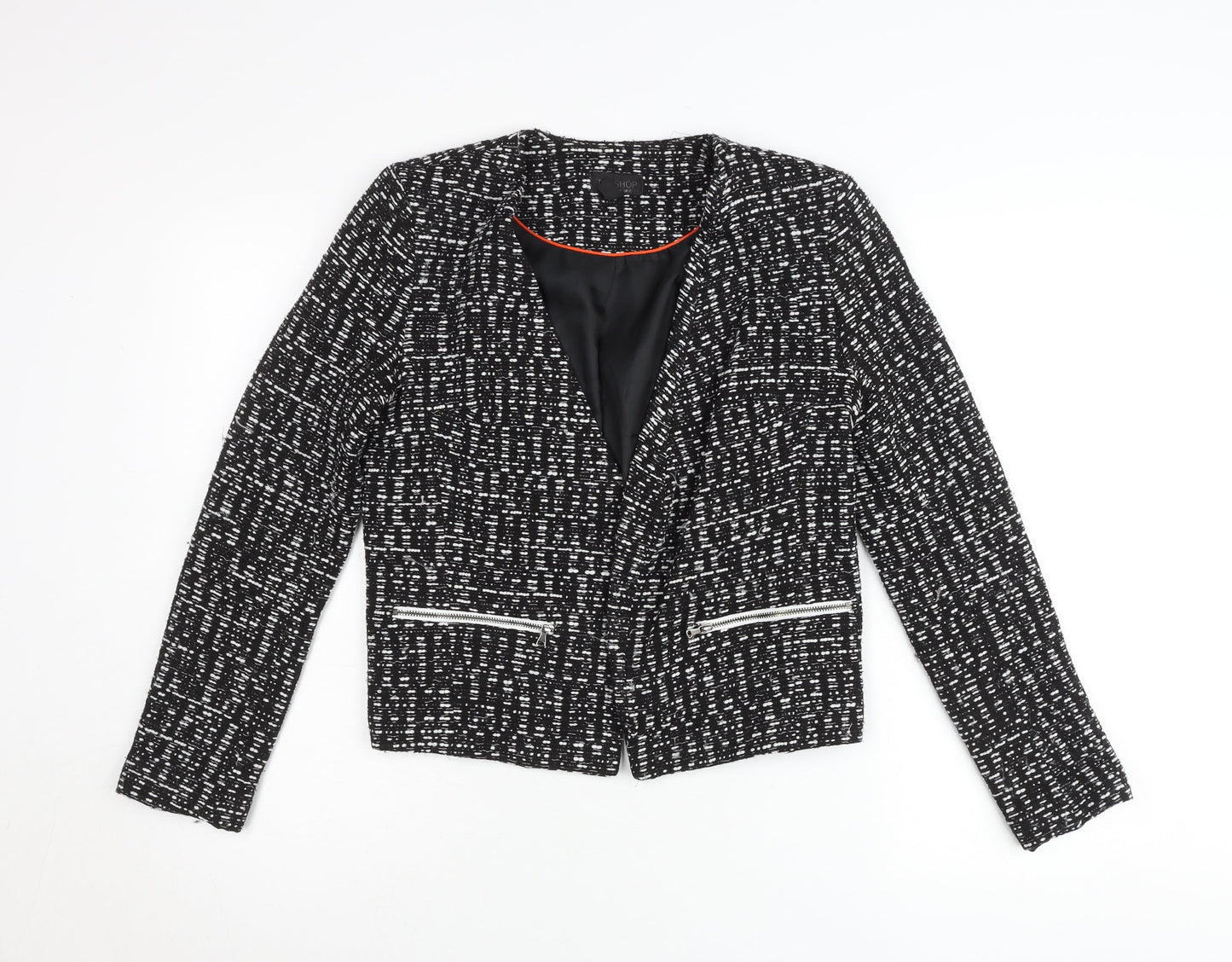 Topshop Women’s Black Tweed Blazer Jacket UK 12 Workwear