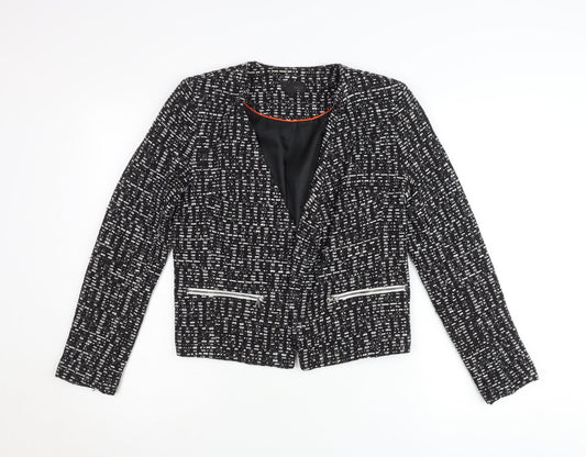 Topshop Women’s Black Tweed Blazer Jacket UK 12 Workwear