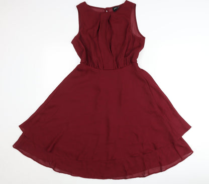 ASOS Women’s Red A-Line Chiffon Sleeveless Dress UK 8